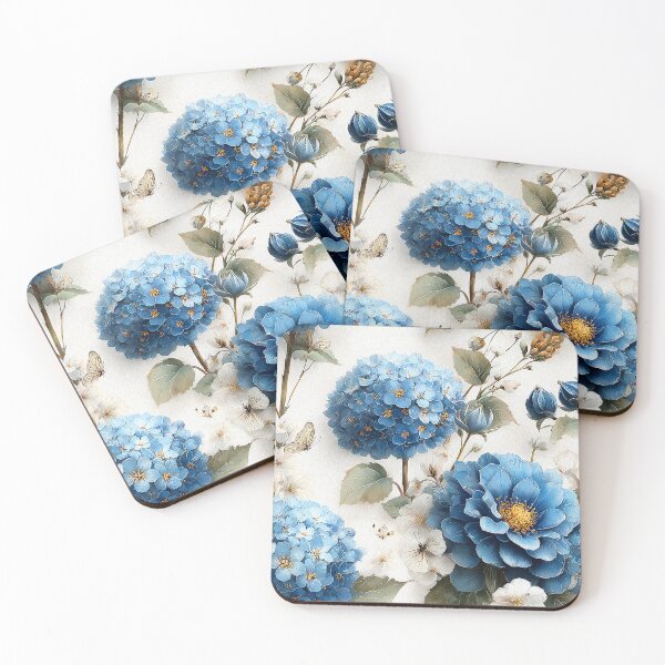 Item preview, Sapphire Mist & Gold: Glowing Blue Botanical Pattern designed and sold by Nine Lives Studio.