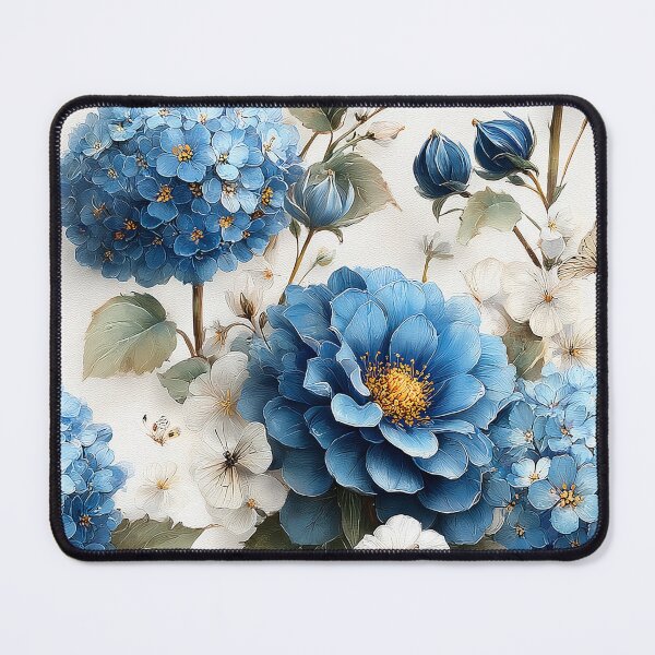 Item preview, Sapphire Mist & Gold: Glowing Blue Botanical Pattern designed and sold by Nine Lives Studio.
