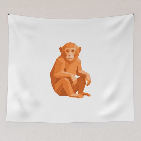 Item preview, Vibrant Orange Monkey – Polygonal Animal Sticker for Students and Creatives designed and sold by bsbd-action.