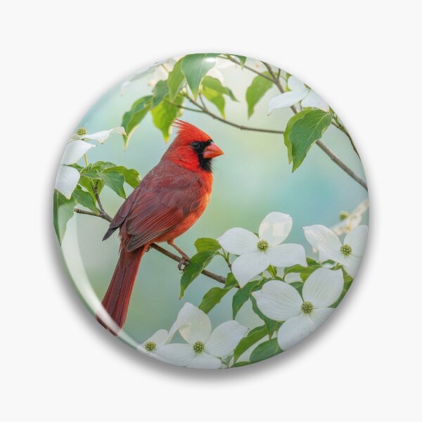 Item preview, Cardinal Perched on a Blossoming Dogwood Tree designed and sold by Tridentulus.