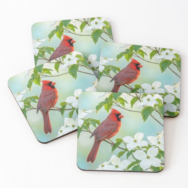 Item preview, Cardinal Perched on a Blossoming Dogwood Tree designed and sold by Tridentulus.
