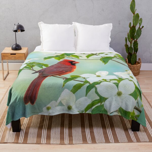 Item preview, Cardinal Perched on a Blossoming Dogwood Tree designed and sold by Tridentulus.