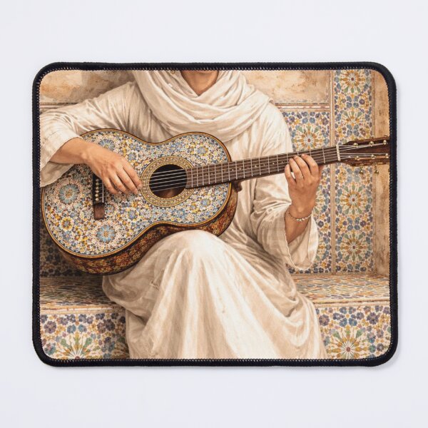 Item preview, Moroccan Woman in Hijab Playing Ornate Guitar designed and sold by Hafcishop.