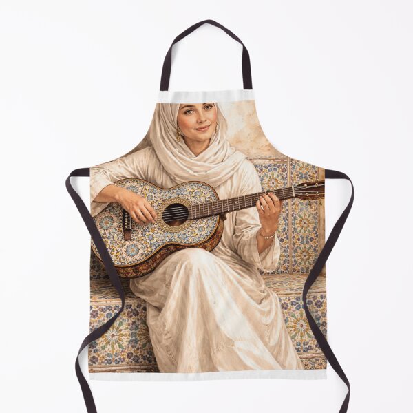 Item preview, Moroccan Woman in Hijab Playing Ornate Guitar designed and sold by Hafcishop.