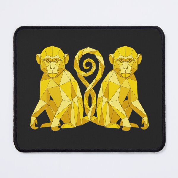 Item preview, Gold Twin Monkeys – Geometric Symmetry Design for Interior Decoration designed and sold by bsbd-action.