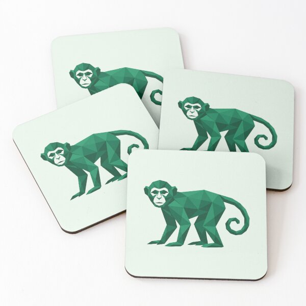 Item preview, Green Forest Monkey – Geometric Nature Sticker for Travelers and Adventurers designed and sold by bsbd-action.
