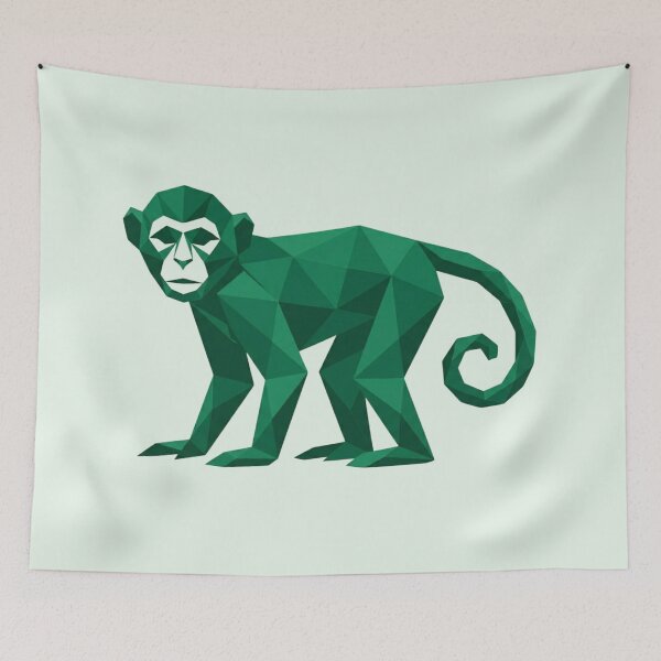 Item preview, Green Forest Monkey – Geometric Nature Sticker for Travelers and Adventurers designed and sold by bsbd-action.