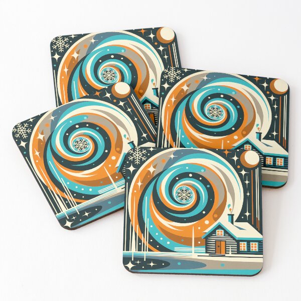 Item preview, Geometric Winter Cabin Spiral Night designed and sold by InkSmithery.
