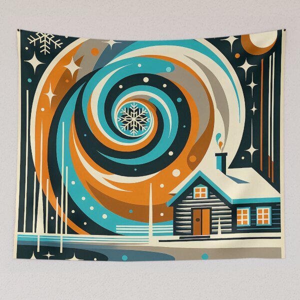 Item preview, Geometric Winter Cabin Spiral Night designed and sold by InkSmithery.