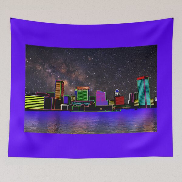 Item preview, Baltimore Neon Skyline Over Inner Harbor designed and sold by Artondra Hall.