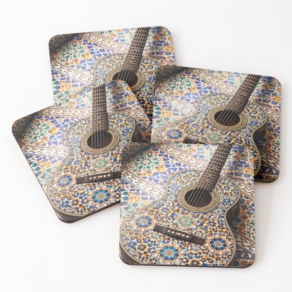 Item preview, Moroccan Mosaic Guitar on Colorful Zellij Tiles designed and sold by Hafcishop.