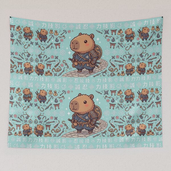 Item preview, Ninja Capybara - Cute Shinobi Warrior with Japanese Kanji designed and sold by JohnWar.