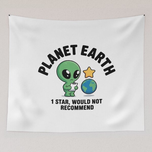 Item preview, Funny Planet Earth 1 Star Would Not Recommend Alien Sticker designed and sold by Mr-wow.