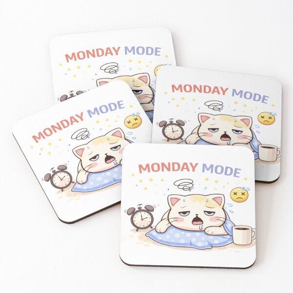 Item preview, Monday Mode ? Cute Tired Cat | Funny Lazy Kawaii Design designed and sold by Kawaii Cosmos Cats.