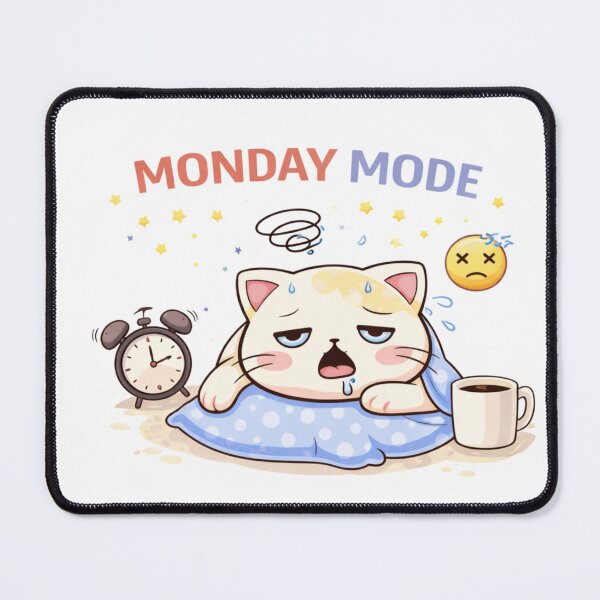Item preview, Monday Mode ? Cute Tired Cat | Funny Lazy Kawaii Design designed and sold by Kawaii Cosmos Cats.