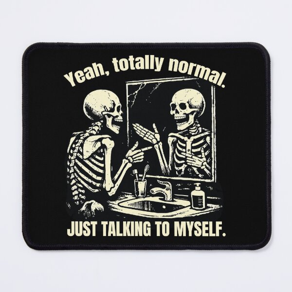 Item preview, Talking To Myself Skeleton Mirror Retro Woodcut Graphic designed and sold by wtfbba.