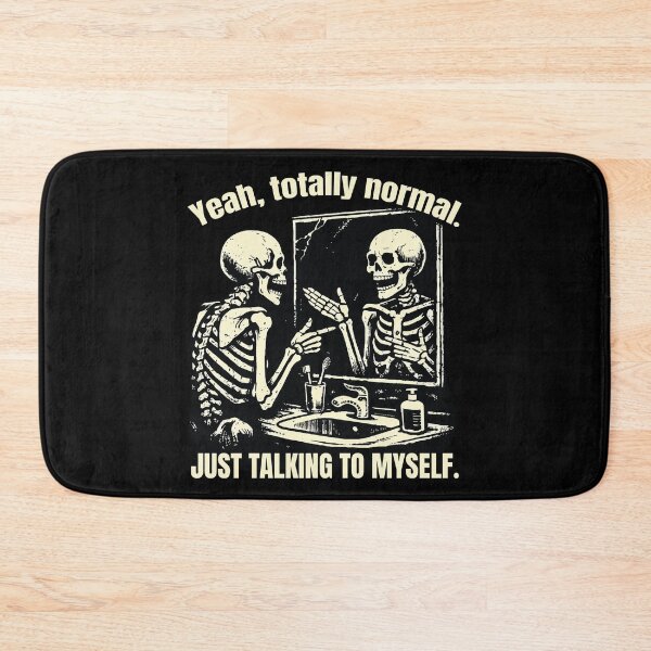 Item preview, Talking To Myself Skeleton Mirror Retro Woodcut Graphic designed and sold by wtfbba.