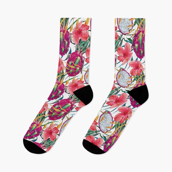 Item preview, Dragon Fruit and Hibiscus Tropical Exotic Floral Palm designed and sold by ATRA COMETA.