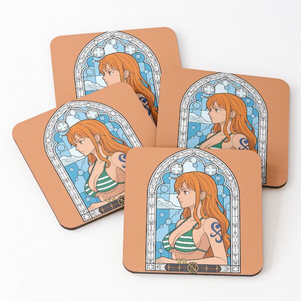 Item preview, Nami One Piece Blue Breeze Stained Glass Portrait designed and sold by mildaclairmo.