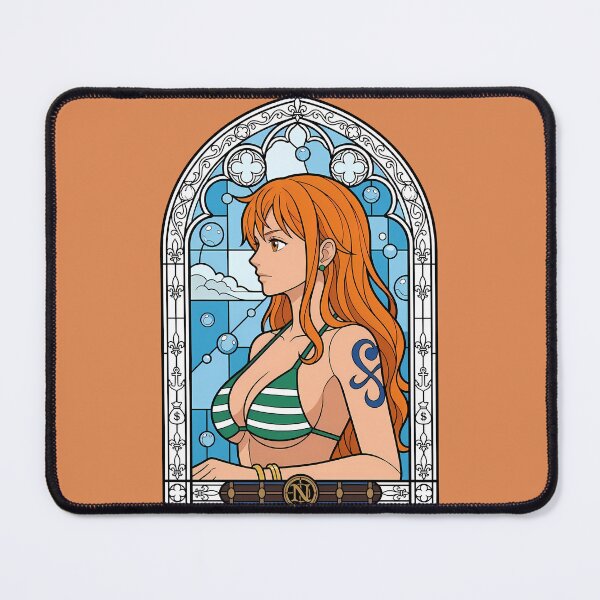 Item preview, Nami One Piece Blue Breeze Stained Glass Portrait designed and sold by mildaclairmo.
