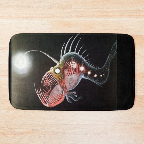 Item preview, Anglerfish in the Deep Sea Light of Darkness Bioluminescent Ocean Abyss Creepy Cute Marine Life Art designed and sold by VectorJoy.