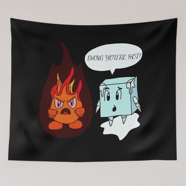Item preview, Kawaii Fire Flame and Ice Cube - Dang You're Hot! designed and sold by CozyCritters8.