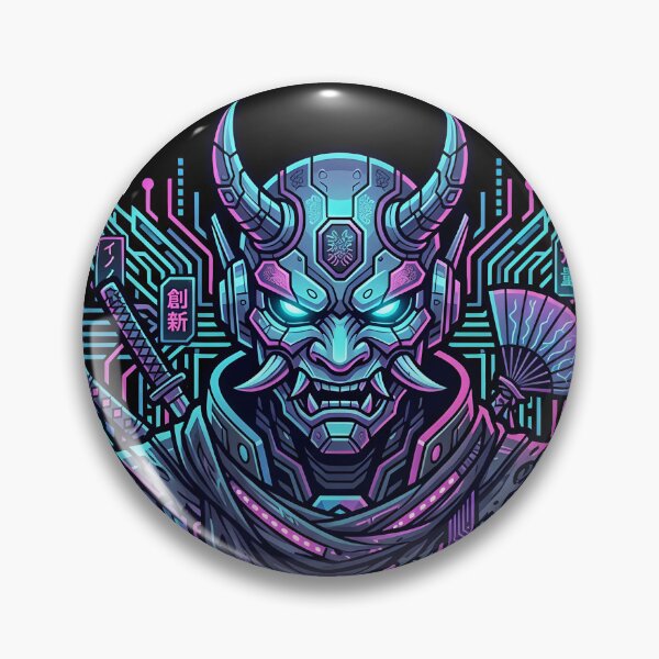 Item preview, Futuristic Japanese Demon Warrior with Neon Katana & Fan designed and sold by Yogeshrock.