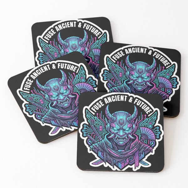 Item preview, Futuristic Japanese Demon Warrior with Neon Katana & Fan designed and sold by Yogeshrock.