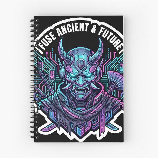 Item preview, Futuristic Japanese Demon Warrior with Neon Katana & Fan designed and sold by Yogeshrock.