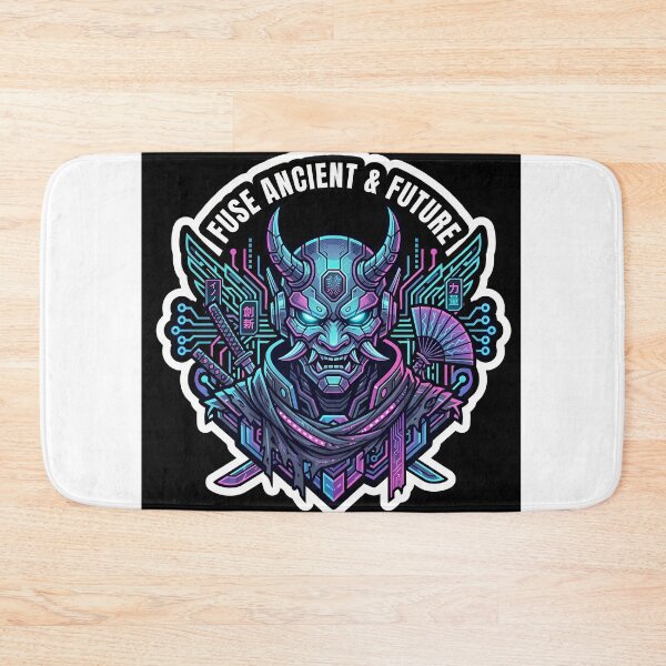 Item preview, Futuristic Japanese Demon Warrior with Neon Katana & Fan designed and sold by Yogeshrock.