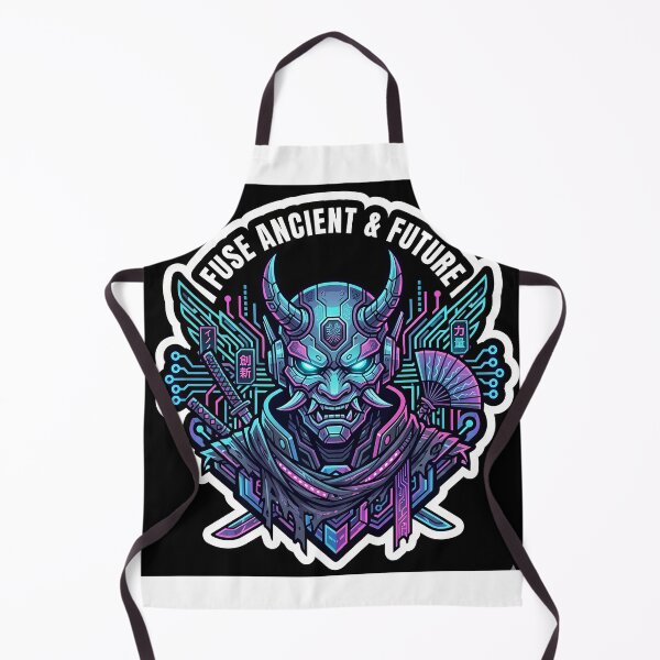Item preview, Futuristic Japanese Demon Warrior with Neon Katana & Fan designed and sold by Yogeshrock.