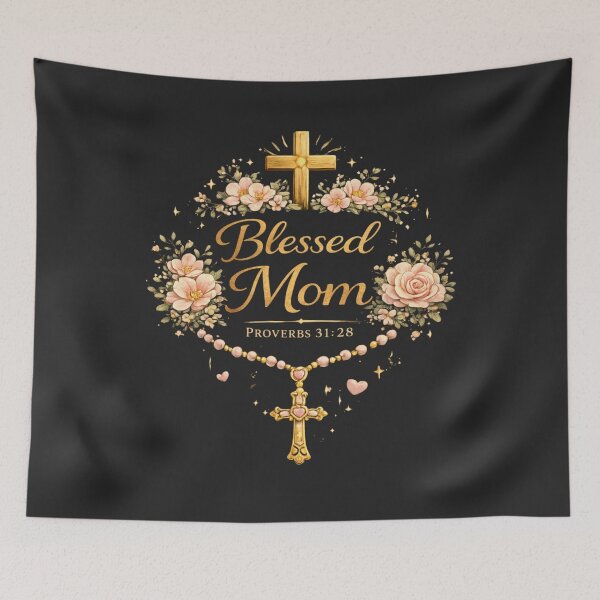 Item preview, Blessed Mom Proverbs 31:28 Christian Mother’s Day Gift Faith Floral Cross Design designed and sold by jglobal360.