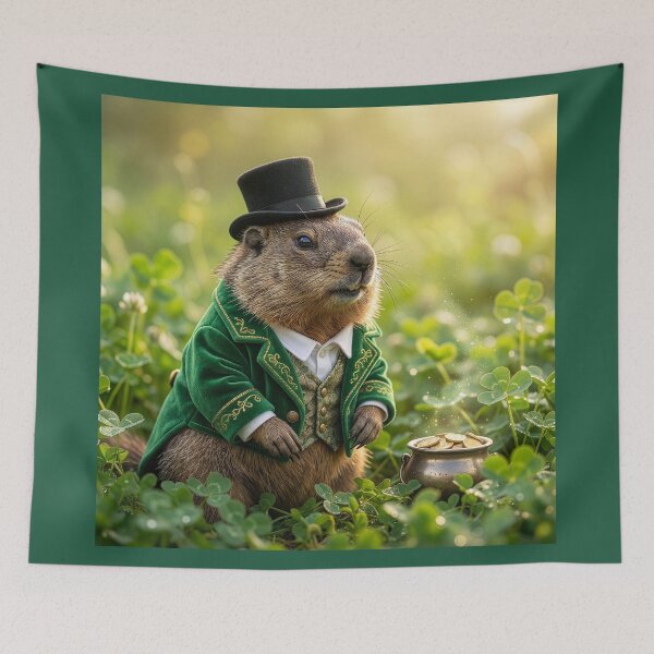 Item preview, Wily Groundhog Leprechaun With His Pot of Gold designed and sold by Tridentulus.