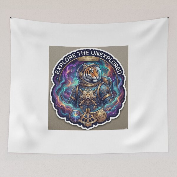 Item preview, Galactic Tiger Astronaut - "Explore The Unexplored" Space Sticker designed and sold by Yogeshrock.