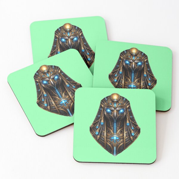 Item preview, Cyber Horus Egyptian God Futuristic Mask Eye of Horus Neon Sacred Art designed and sold by Queen Cleopatra.