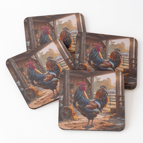 Item preview, Colorful Rooster in Rustic Barn – Farmhouse Country Art Print designed and sold by BeautifulVirtues.