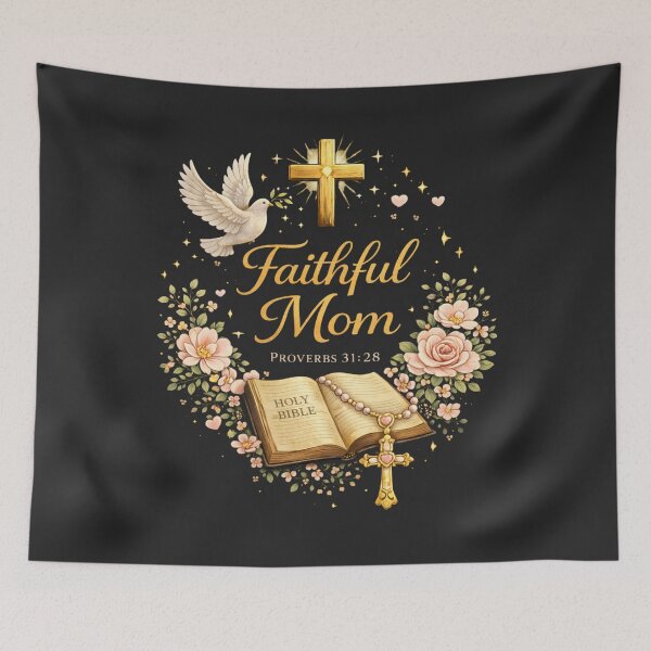 Item preview, Faithful Mom Christian Mother’s Day Gift Proverbs 31:28 Dove Cross Floral Design designed and sold by jglobal360.
