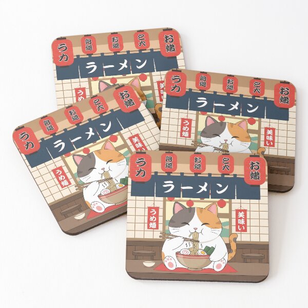 Item preview, Gato Calicó Comiendo Ramen - Estilo Kawaii Japonés designed and sold by Roland Art Store.