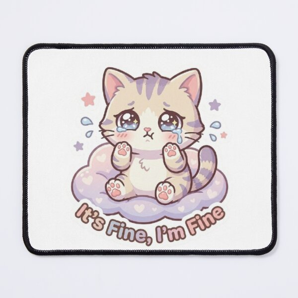 Item preview, It’s Fine I’m Fine Crying Cute Cat designed and sold by Meowza Studio.