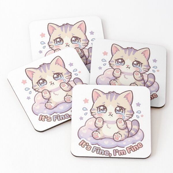 Item preview, It’s Fine I’m Fine Crying Cute Cat designed and sold by Meowza Studio.