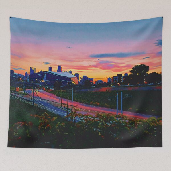 Item preview, Downtown Minneapolis Skyline Vista at Sunset / US Bank Arena at Dusk (Photo Art) designed and sold by joshlporter86.