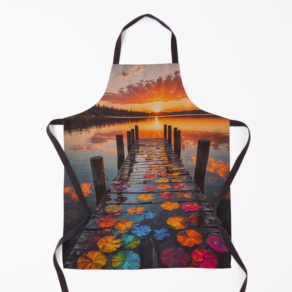 Item preview, Colorful Lily Pads on Dock at Sunset – Peaceful Lake Reflection Art designed and sold by BeautifulVirtues.