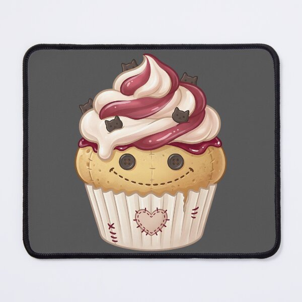 Item preview, Cute Stitched Cupcake – Spooky Kawaii Dessert (Dark) designed and sold by nocticute-store.
