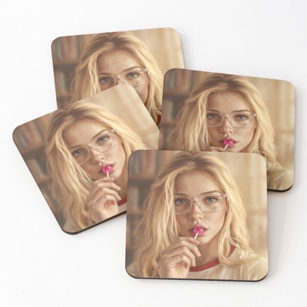 Item preview, Retro Lollipop Girl Cinematic Portrait, Blonde Woman with Lollipop, Nostalgic Art designed and sold by ATOMIC 60.