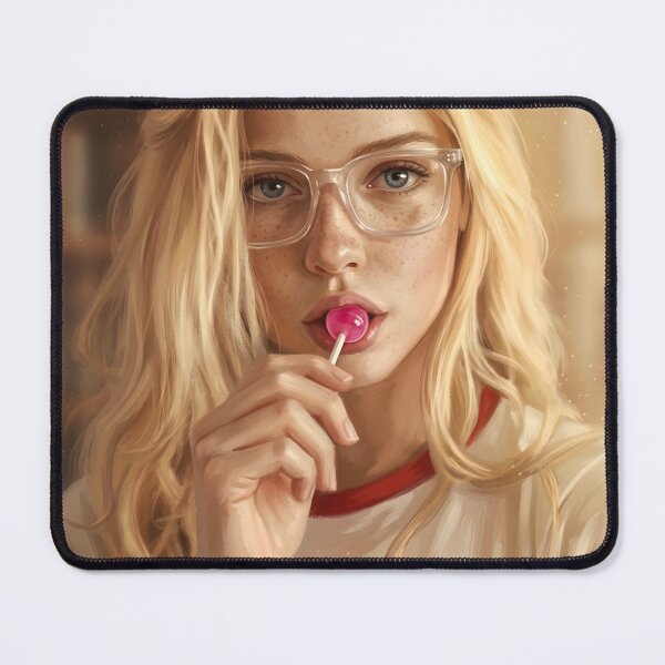 Item preview, Retro Lollipop Girl Cinematic Portrait, Blonde Woman with Lollipop, Nostalgic Art designed and sold by ATOMIC 60.
