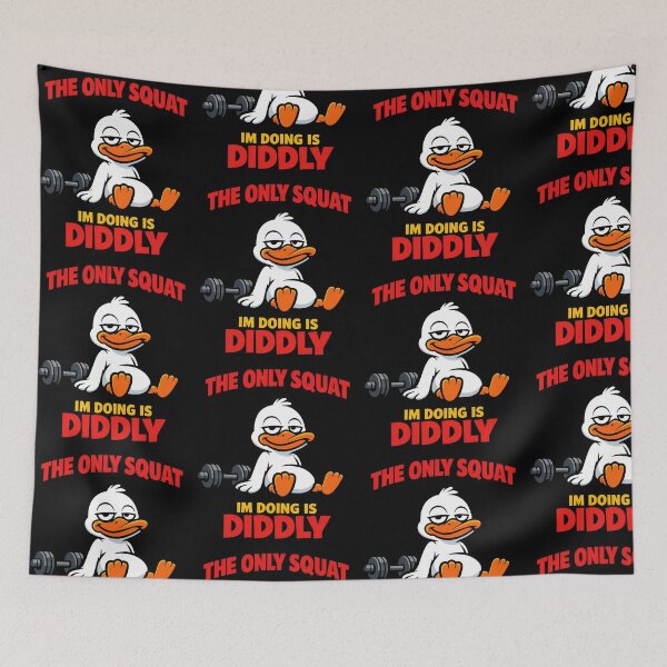Item preview, The Only Squat Im Doing Is Diddly Funny Gym Duck Design designed and sold by TeeTimeTreasure.