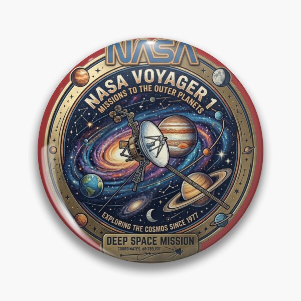Item preview, NASA Voyager 1 Deep Space Mission Vintage Badge designed and sold by RedVista.