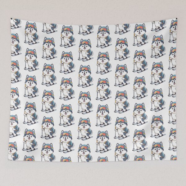 Item preview, Cute Husky Skiing Kawaii Winter Dog designed and sold by Fikuall.