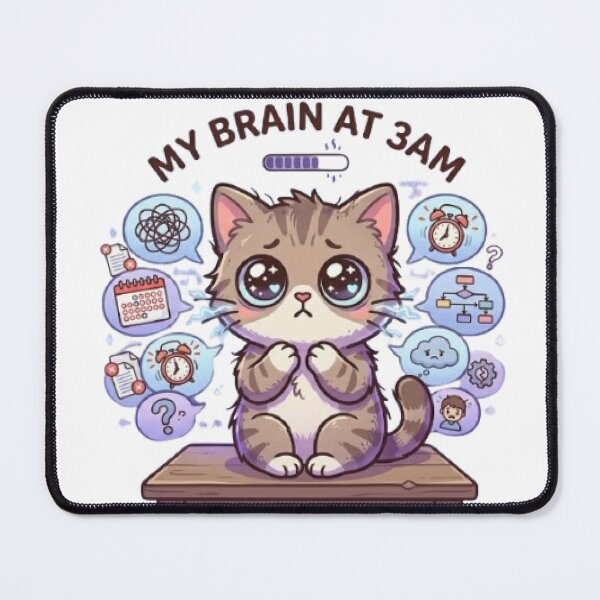 Item preview, Overthinking Cat 3AM Brain designed and sold by Meowza Studio.