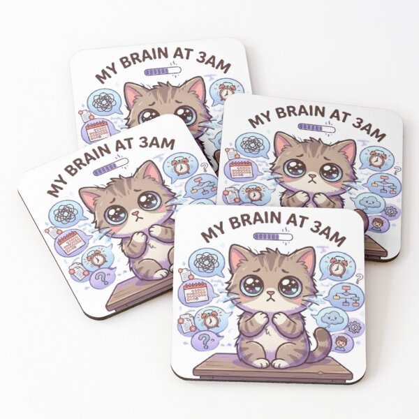 Item preview, Overthinking Cat 3AM Brain designed and sold by Meowza Studio.